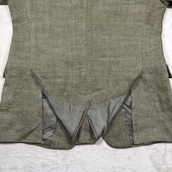 VTG Polo Ralph Lauren Italy Blazer Mens Size 44 R Linen Flax Herringbone Coat - Picture 12 of 14